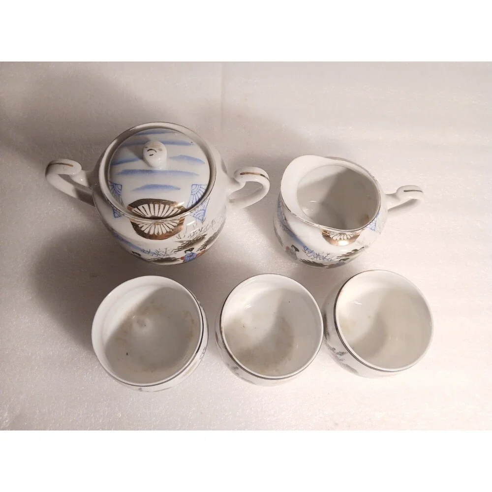 Vintage Japanese Kutani 5 Piece Tea Set – Good Condition – No Crazing